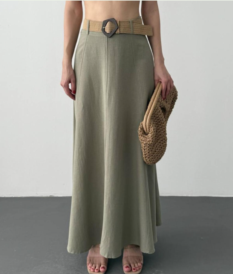 Jupe longue vert pastel, disponible en blanc