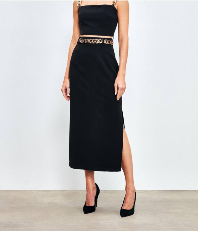 Jupe femme couleur marron, disponible en blanc et en noir
