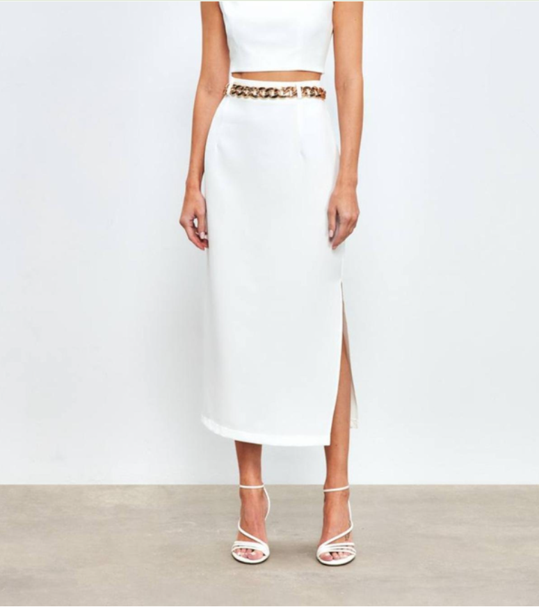 Jupe femme couleur marron, disponible en blanc et en noir