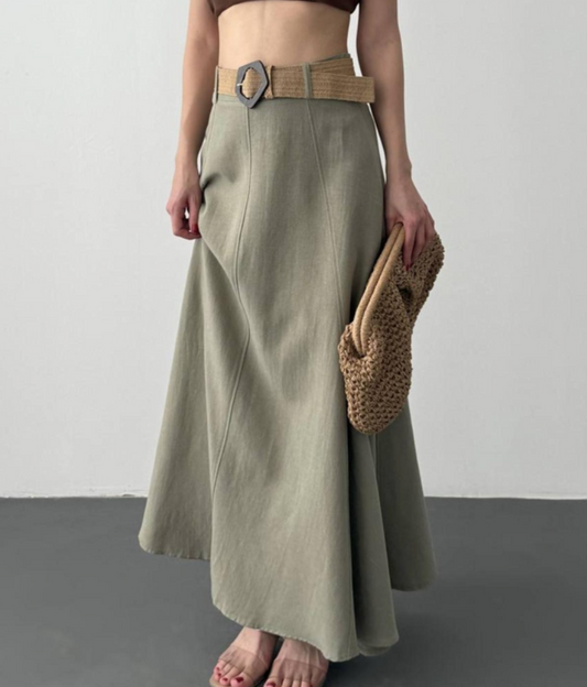 Jupe longue vert pastel, disponible en blanc